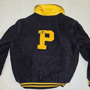 Vintage Polo Sport by Ralph Lauren Blue and Yellow Reversible Varsity Jacket
